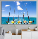 Fishing Roads on Boat Canvas Wall Art Print Ocean Seascape