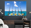 Fishing Roads on Boat Canvas Wall Art Print Ocean Seascape