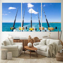 Fishing Roads on Boat Canvas Wall Art Print Ocean Seascape
