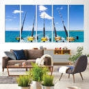 Fishing Roads on Boat Canvas Wall Art Print Ocean Seascape