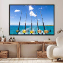 Fishing Roads on Boat Canvas Wall Art Print Ocean Seascape