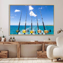 Fishing Roads on Boat Canvas Wall Art Print Ocean Seascape