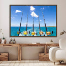 Fishing Roads on Boat Canvas Wall Art Print Ocean Seascape