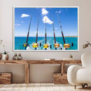 Fishing Roads on Boat Canvas Wall Art Print Ocean Seascape