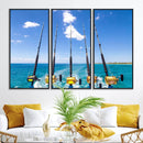 Fishing Roads on Boat Canvas Wall Art Print Ocean Seascape