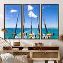 Fishing Roads on Boat Canvas Wall Art Print Ocean Seascape