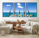 Fishing Roads on Boat Canvas Wall Art Print Ocean Seascape
