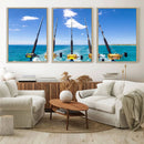 Fishing Roads on Boat Canvas Wall Art Print Ocean Seascape