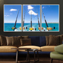 Fishing Roads on Boat Canvas Wall Art Print Ocean Seascape