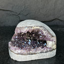 Flat Natural Amethyst Geode Centerpiece With Agate Layers
