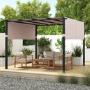 10 x 10 ft Flat Top Pergola with Retractable Canopy for Garden Pool Porch and Backyard by LJGDeals