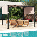 10 x 10 ft Flat Top Pergola with Retractable Canopy for Garden Pool Porch and Backyard by LJGDeals