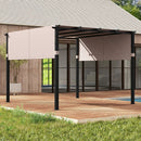 10 x 10 ft Flat Top Pergola with Retractable Canopy for Garden Pool Porch and Backyard by LJGDeals
