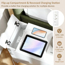 Flip Top End Table with Charging Station USB Ports Outlets and Drawer by LJGDeals