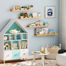 24 Inch Kids Bookshelf Set of 4 Wall-Mounted Picture Ledge Shelf-Natural