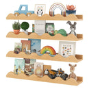 24 Inch Kids Bookshelf Set of 4 Wall-Mounted Picture Ledge Shelf-Natural by LJGDeals