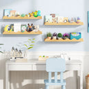 24 Inch Kids Bookshelf Set of 4 Wall-Mounted Picture Ledge Shelf-Natural by LJGDeals