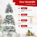 4.5/6/7 Feet Pre-Lit Snow Flocked Christmas Tree with Warm White LED Lights by LJGDeals