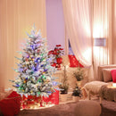 7 Feet Flocked Christmas Tree with 8 Lighting Modes and Multi-Color LED Lights by LJGDeals