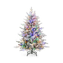 7 Feet Flocked Christmas Tree with 8 Lighting Modes and Multi-Color LED Lights by LJGDeals