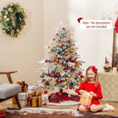 7 Feet Flocked Christmas Tree with 8 Lighting Modes and Multi-Color LED Lights by LJGDeals