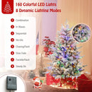 7 Feet Flocked Christmas Tree with 8 Lighting Modes and Multi-Color LED Lights by LJGDeals