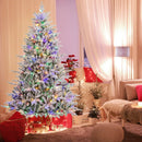 7 Feet Flocked Christmas Tree with 8 Lighting Modes and Multi-Color LED Lights by LJGDeals