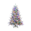 7 Feet Flocked Christmas Tree with 8 Lighting Modes and Multi-Color LED Lights by LJGDeals