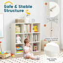 Wooden Kids Bookcase with Storage Cubbies and Anti-toppling Devices-White by LJGDeals