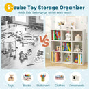 Wooden Kids Bookcase with Storage Cubbies and Anti-toppling Devices-White by LJGDeals