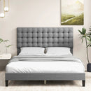 Queen Size Upholstered Platform Bed with Square Stitched Headboard by LJGDeals