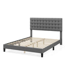 Queen Size Upholstered Platform Bed with Square Stitched Headboard by LJGDeals