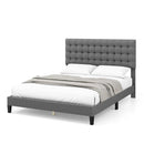 Queen Size Upholstered Platform Bed with Square Stitched Headboard by LJGDeals