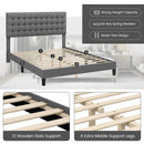 Queen Size Upholstered Platform Bed with Square Stitched Headboard by LJGDeals