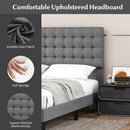 Queen Size Upholstered Platform Bed with Square Stitched Headboard by LJGDeals