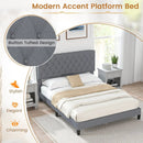 Queen Size Upholstered Platform Bed with Button Tufted Headboard-Queen by LJGDeals
