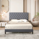 Queen Size Upholstered Platform Bed with Button Tufted Headboard-Queen by LJGDeals
