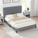 Queen Size Upholstered Platform Bed with Button Tufted Headboard-Queen by LJGDeals