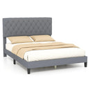 Queen Size Upholstered Platform Bed with Button Tufted Headboard-Queen by LJGDeals