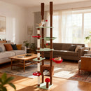 Floor to Ceiling Cat Tree Adjustable Mushroom Themed with Condo and Hammock-Brown by LJGDeals