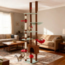 Floor to Ceiling Cat Tree Adjustable Mushroom Themed with Condo and Hammock-Brown by DirectDeals