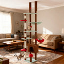 Floor to Ceiling Cat Tree Adjustable Mushroom Themed with Condo and Hammock-Brown by LJGDeals