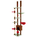 Floor to Ceiling Cat Tree Adjustable Mushroom Themed with Condo and Hammock-Brown by LJGDeals