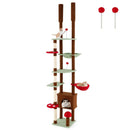 Floor to Ceiling Cat Tree Adjustable Mushroom Themed with Condo and Hammock-Brown by LJGDeals