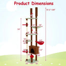Floor to Ceiling Cat Tree Adjustable Mushroom Themed with Condo and Hammock-Brown by LJGDeals