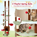 Floor to Ceiling Cat Tree Adjustable Mushroom Themed with Condo and Hammock-Brown by LJGDeals