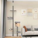 6-tier Floor-to-Ceiling Cat Tree 100-110 Inches Adjustable Height-Natural by LJGDeals