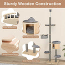 6-tier Floor-to-Ceiling Cat Tree 100-110 Inches Adjustable Height-Natural by LJGDeals