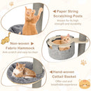 6-tier Floor-to-Ceiling Cat Tree 100-110 Inches Adjustable Height-Natural by LJGDeals