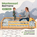 Twin Montessori Floor Bed with Safety Guardrails